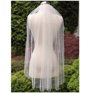Pearl wedding veil, bridal veil, wedding veil ivory, wedding veil lace